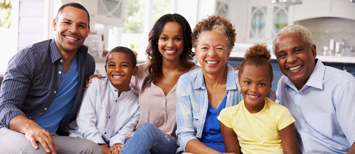 bipoc family - two adults, two grandparents, two children