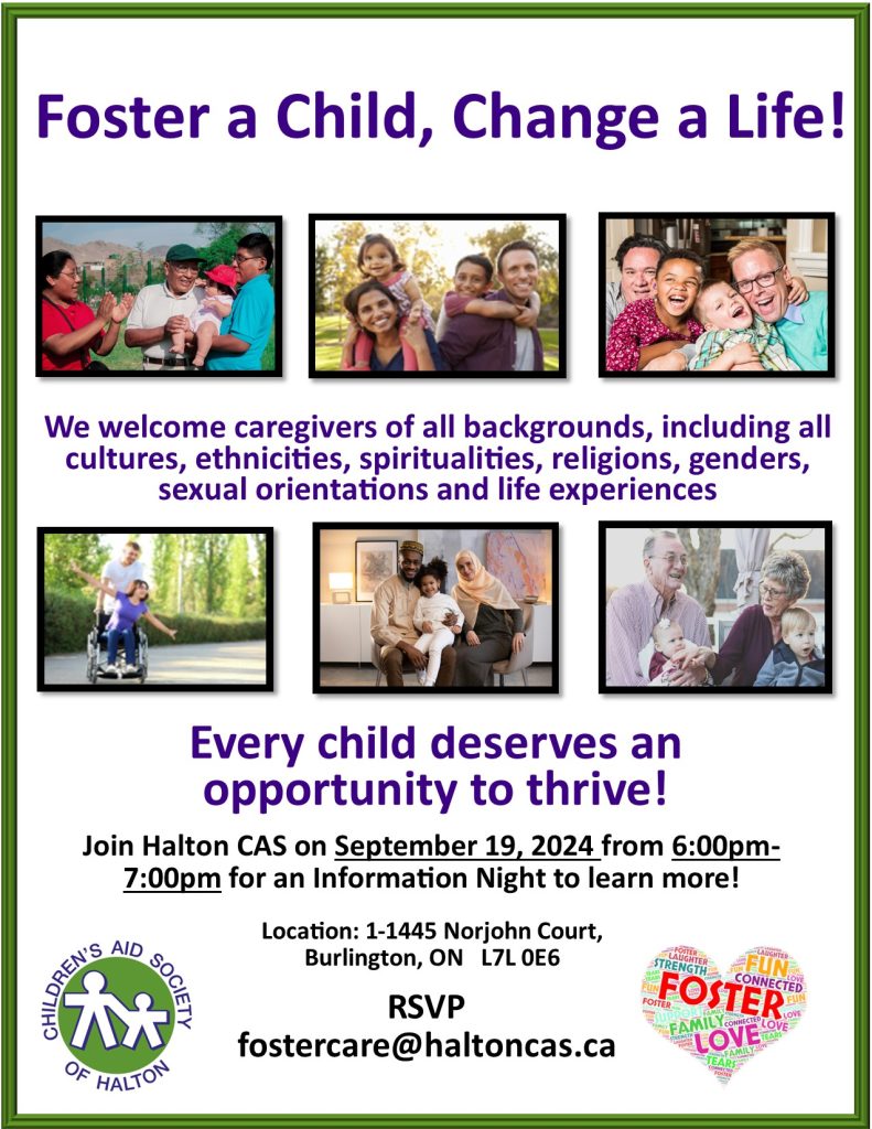 Foster a Child information night with images of divers families